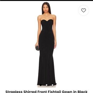 Norma Kamali Black Strapless Shirred Gown